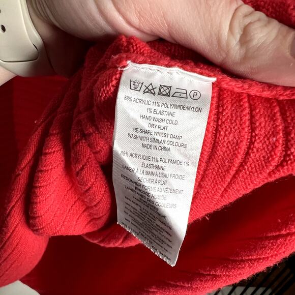 French Connection Red-Orange Ribbed Sweater - Picture 5 of 6